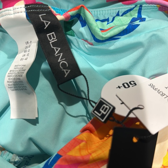 🌸1NEW LA BLANCA BREZZY BEAUTY SIDE BAND SHIRRED HIPSTER BOTTOM Women’s Sz 8 NWT. - Picture 7 of 8